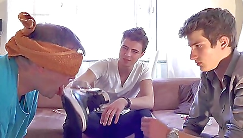 Two girls and a dude in the bed for two threesome sex
