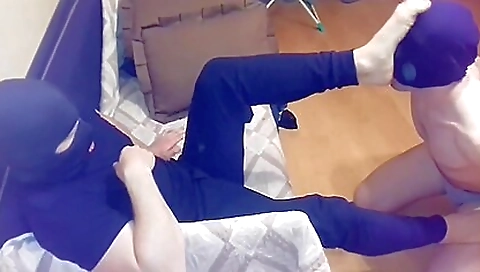 Military uniformed man takes the dominant man's cock