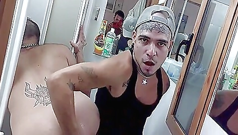 Amateur - tattoo - big cock - brunette - deepthroat - facial
