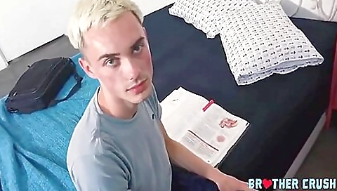 Amateur blonde girl has a big cock inside her face