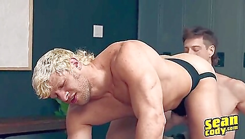 Blonde teen gives a blowjob and cum from a big cock
