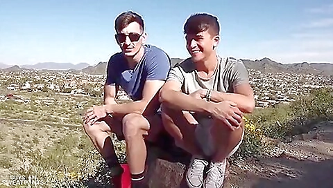 Hunk with a huge dick getting a cumshot on the camera