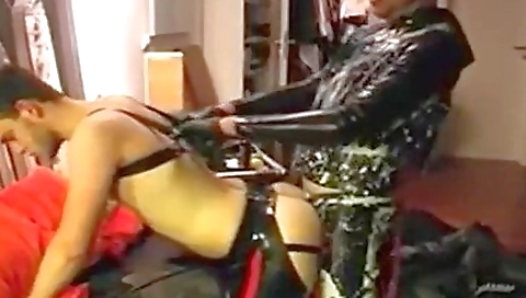 Bareback fetish with rubber skinheads mask and spandex uniform