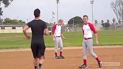 Busty brunette babe enjoys playing baseball and getting fucked