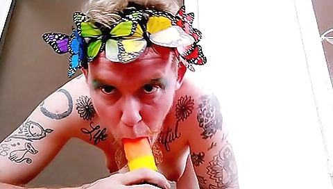 Red head with tattooed pussy sucks and rides a dick
