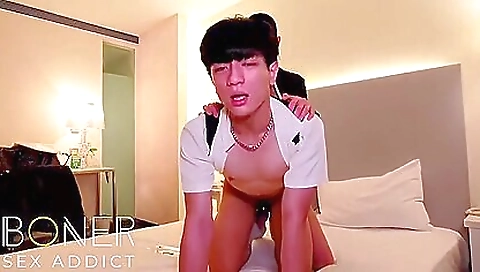 Japanese teen babe gets her anal fucked hard on cam