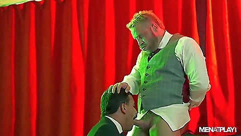 Huge cock deepthroat and facial on the ass of a dude