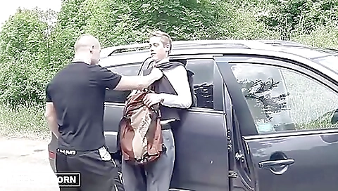 Brunette hitchhiker sucks cock and cum in her mouth
