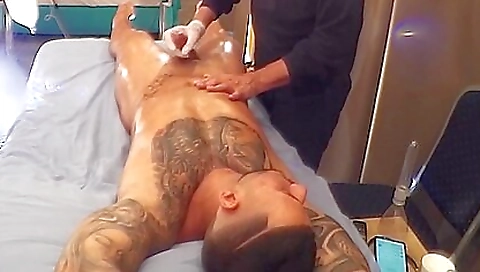 Tattooed girl gets a handjob and then gets fucked in her ass