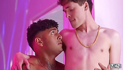 Interracial sex video featuring the brunette and the tall man