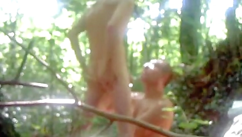 Amateur outdoor video with a vintage looking girl in her 30s