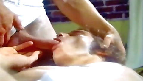 Busty brunette teen is pinned on the porch and fucked
